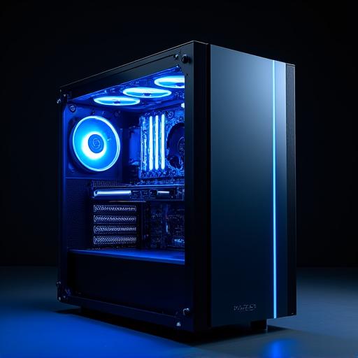 The Raider, a sleek mid-tower PC with blue lighting.